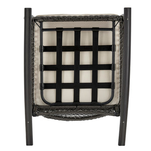 English Elm Fruttuo Upholstered Rocking Chair with Removable Zipper Cushions, Waterproof Fabric, Steel Rattan Frame Black+Cream B365P397659