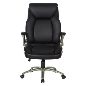 OSP Home Furnishings Big and Tall Ergonomic Office Chair with Lumbar Support Leather Seat 400 Lb Capacity Black ECH14517BT-EC3