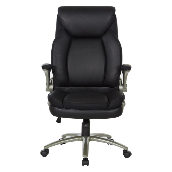 OSP Home Furnishings Big and Tall Ergonomic Office Chair with Lumbar Support Leather Seat 400 Lb Capacity Black ECH14517BT-EC3