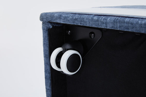 English Elm Linen Armless Dining Chair with Casters and Hidden Seat Storage, Smooth Mobility & Versatile Use Blue W2069P288876