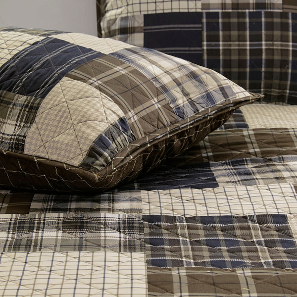 English Elm 3 Piece Reversible Timber Quilt Set Full/Queen - Rustic Patchwork & Plaid Double-Sided Cabin Chic, Machine Washable B03597530