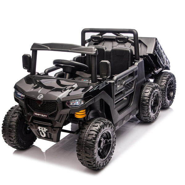 English Elm 24v 400w Six Wheel Kids Electric Dump Truck 4wd Remote Control Ride on Toy Black W1578P353176
