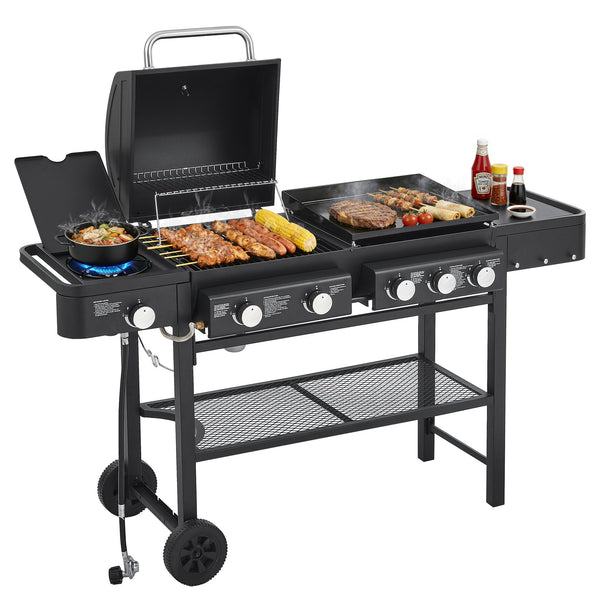 English Elm All-in-one Propane Grill Griddle Combo 745 Sq in 56000 Btu Backyard Cooker W1820P361752
