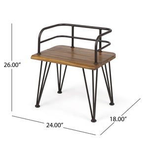English Elm Christopher Knight Home® - ZION Teak Acacia Wood & Iron Chairs Set of 2 — Rustic Industrial Patio Dining Seats, Sturdy Low Backs 60391.00