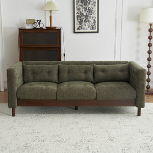 English Elm Christopher Knight Home® - 78" Upholstered Sofa with Tufted Linen-Like Fabric, Deep 19" Seat, Sturdy Rubber Wood Legs, 900lb Capacity Dark Green N763P243921F