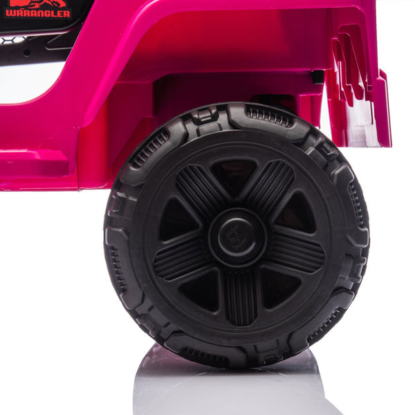 English Elm 12v Kids Electric Ride on Truck with Parental Remote Four Wheel Suspension and Led Lights Pink W1578P187456