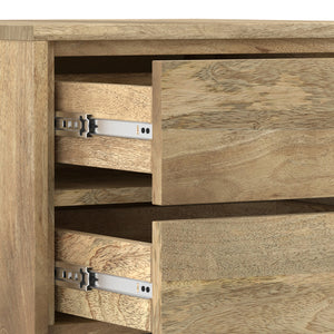 English Elm Lowry Natural Side Table - Handcrafted Mango Wood & Metal, 2 Drawers + Open Shelf, Modern Industrial Style B136P203466