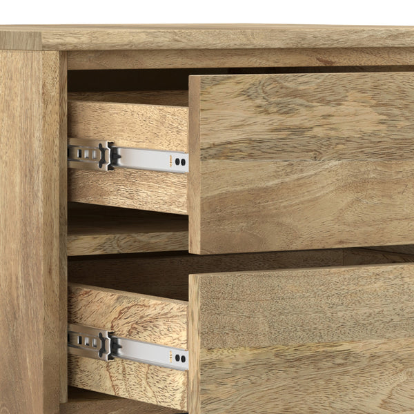 English Elm Lowry Natural Side Table - Handcrafted Mango Wood & Metal, 2 Drawers + Open Shelf, Modern Industrial Style B136P203466