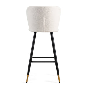 English Elm Christopher Knight Home® - 30'' Modern Barstool with White Fabric Seat, Ergonomic Curved Back, Black Legs & Gold Tips N780P228980W