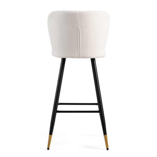 English Elm Christopher Knight Home® - 30'' Modern Barstool with White Fabric Seat, Ergonomic Curved Back, Black Legs & Gold Tips N780P228980W