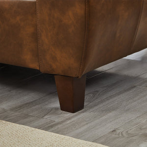 English Elm 59" Club Style Tufted Pu Leather Loveseat with Hidden Storage and Wide Padded Armrests Brown W1097S00245