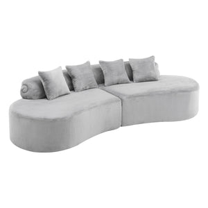 English Elm Modern curved modular sofa with dark plush upholstery, ergonomic design, versatile multi-seat lounge solution for contemporary living rooms LIGHT GREY W3612S00007