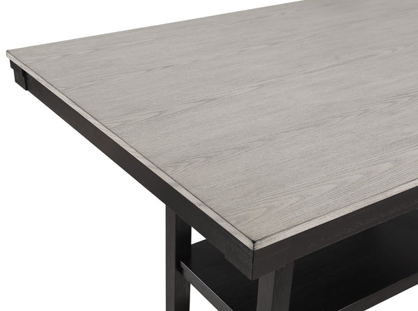 English Elm 1pc Counter Height Dining Table 42"x60" Light Gray Top with Bold Black Base – Modern Rectangular Oak-Style Craftsmanship B011P257345