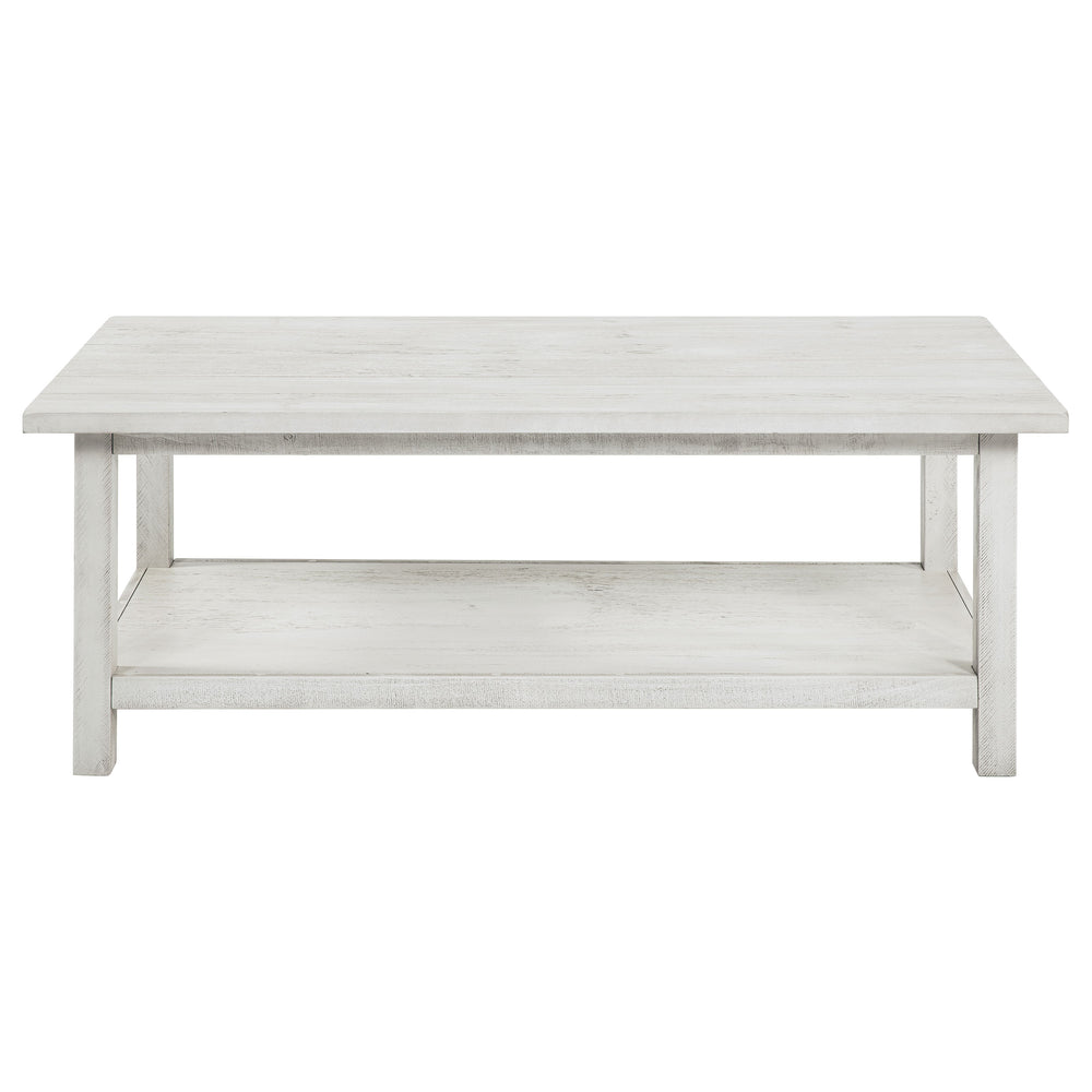 English Elm Castleton Distressed White Wood Coffee Table With Storage Shelf For Rustic Modern Living Rooms B062P375518