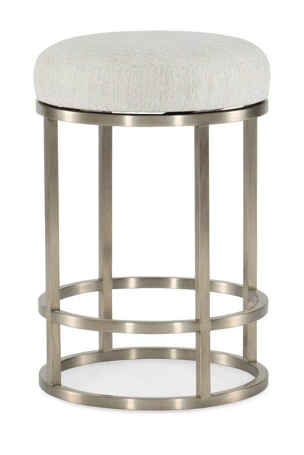 Hooker Furniture Linville Champagne Metal Counter Stool With Remington Porcelain Performance Seat, Timeless Comfort Finish 6150-75450-95