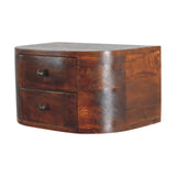 English Elm Solid Wood Lunar 2 Drawer Floating Nightstand