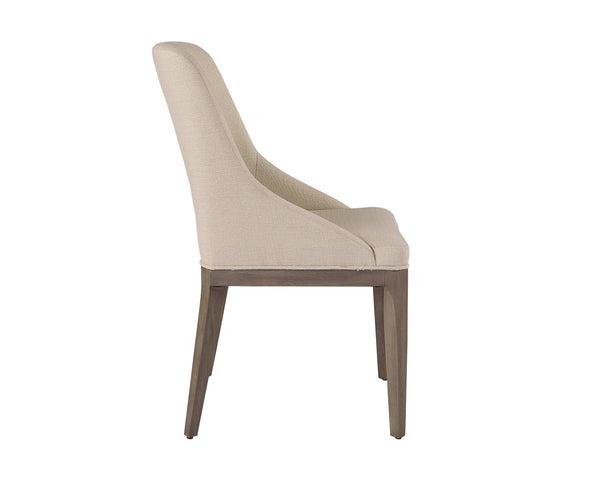 Sunpan Estrada Dining Chair - Elegant Design with Cutout Backrest, Light Grey Oak Legs for Stylish Comfort Mainz Cream