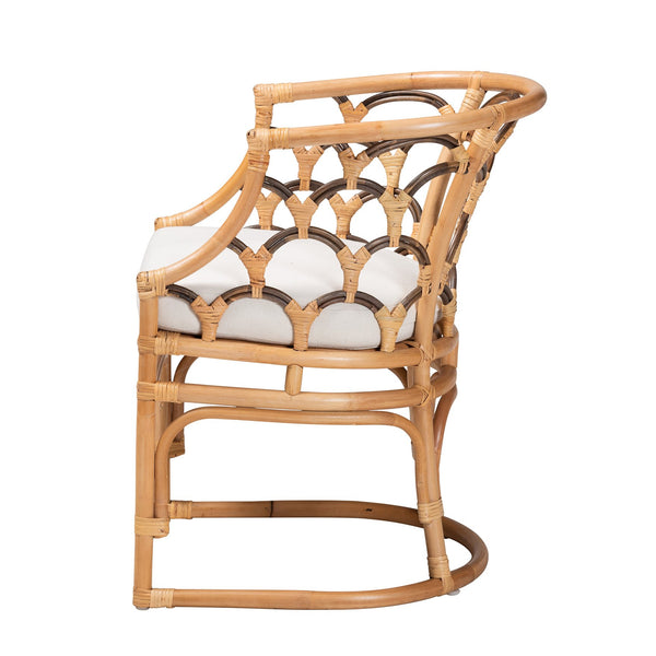 English Elm Bohemian Natural Rattan Accent Chair with Braided Arms for Eclectic Living Rooms B2750P467642