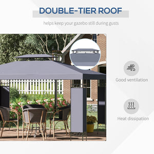 English Elm Outsunny 10' X 13' Double Roof Patio Gazebo Canopy - Stylish Outdoor Shelter For Garden & Entertaining W2225P200638-GIGA