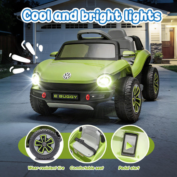 English Elm 12v Licensed Volkswagen Beetle Ride on Car with Remote Control and Suspension for Kids Green W1578P418186