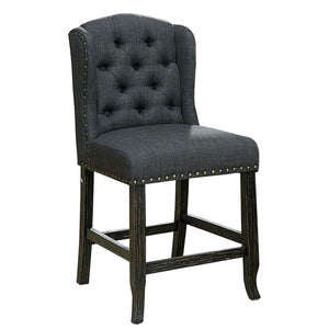 English Elm Bega Wingback Tufted Counter Stools Set of Two Gray Linen Rustic Farmhouse Seating B056P416835