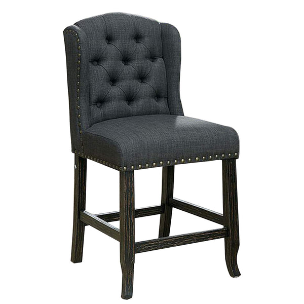 English Elm Bega Wingback Tufted Counter Stools Set of Two Gray Linen Rustic Farmhouse Seating B056P416835