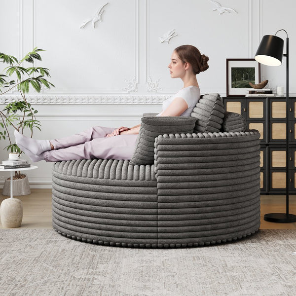 English Elm 50''L Plush Corduroy Sponge Single Sofa Bed with No Assembly, Fluffy Modern Sleeper for Living Areas Grey W834P337418