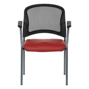 OSP Home Furnishings Progrid Mesh Back Stackable Chair with Titanium Frame for Conference Rooms Lipstick 86710R-R100