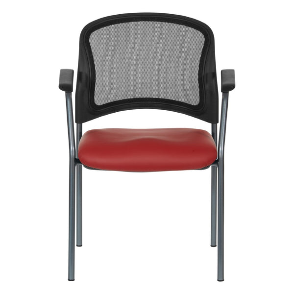 OSP Home Furnishings Progrid Mesh Back Stackable Chair with Titanium Frame for Conference Rooms Lipstick 86710R-R100