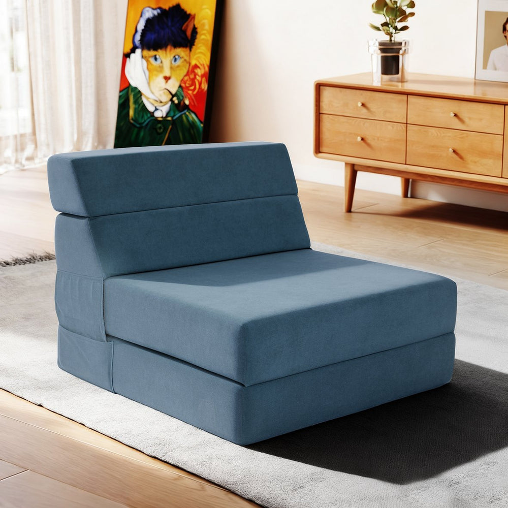English Elm Folding Foam Floor Sofa Bed Convertible Sleeper with Adjustable Recliner for Small Spaces T5880P498062