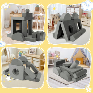 English Elm 14pcs Modular Foam Play Couch Set Convertible Toddler Fort Builder for Playrooms Dark Gray T5880P493428