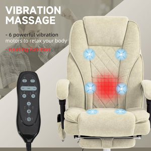 English Elm Vinsetto Massage Office Chair With Footrest, Ergonomic Recliner, 6 Vibration Modes & Heat Therapy W2225P229482-GIGA
