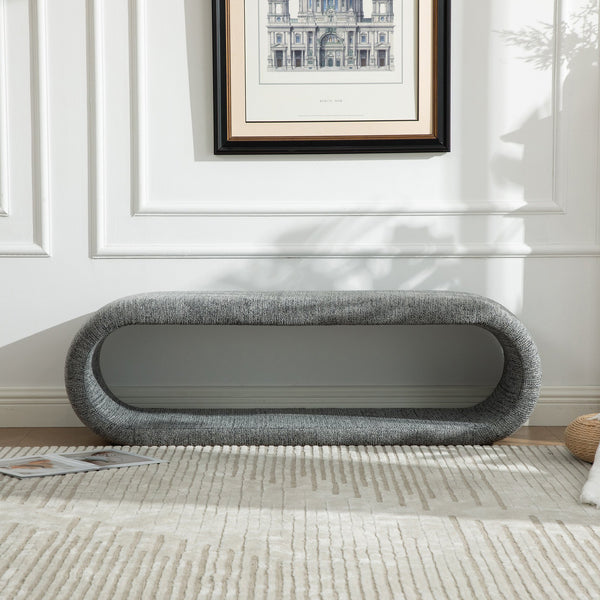 English Elm 52.17"wide Chenille Upholstered Storage Bench Soft Foam Seat Iron Wood Frame Entryway Gray W3189P422401