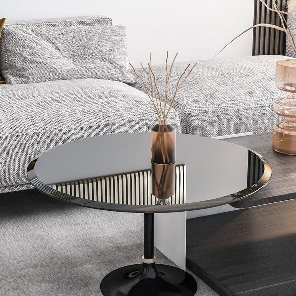English Elm 32" Round Tempered Glass Table Top - Sleek Black Surface With Beveled Edge For Modern Style & Durability W241P248371