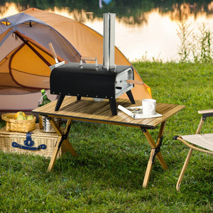 English Elm Outsunny Wood Pellet Pizza Oven Portable Rotating Stone Stainless Backyard Grill W2225P175531