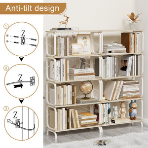 English Elm 5 Tier Large Book Shelf Vintage Industrial White Metal Frame – Sturdy 450lb Capacity, Waterproof MDF Panels W2699P223205