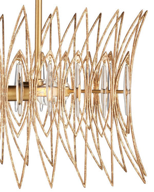 Currey & Company Marquise Oval Gold Chandelier - Elegant Mid-century Design With Leaf Motifs And Dimmable Lighting Gold Glass ,Wrought Iron 9000-1286-currey-company