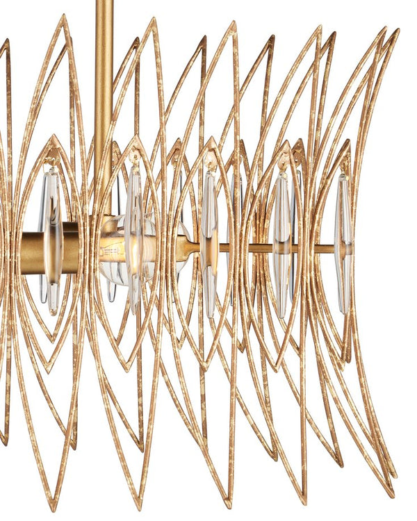 Currey & Company Marquise Oval Gold Chandelier - Elegant Mid-century Design With Leaf Motifs And Dimmable Lighting Gold Glass ,Wrought Iron 9000-1286-currey-company