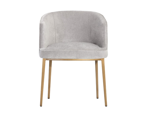 Sunpan Cornella Dining Armchair - Elegant Modern Design with Antique Brass Frame and Diamond Stitching Detail Polo Club Stone