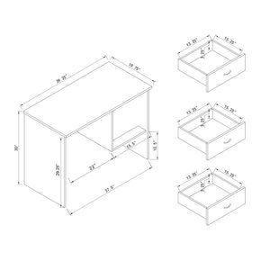 English Elm Three Locking Drawers Student Desk with Modesty Panel, 3 Lockable Drawers, Keys & Curved Metal Handles B107P287711