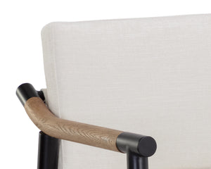 Sunpan Meadow Counter Stool - Timeless Design with Stain-Resistant Fabric and Solid Oak Wood Armrests Heather Ivory Tweed