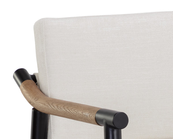 Sunpan Meadow Counter Stool - Timeless Design with Stain-Resistant Fabric and Solid Oak Wood Armrests Heather Ivory Tweed