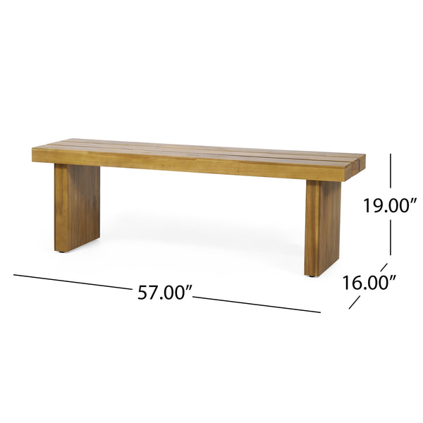 English Elm Christopher Knight Home® - NAHANNI Bench - Natural Acacia Wood Rustic Outdoor Slat Design, Durable 57" Wide Seating Charm 65663.00