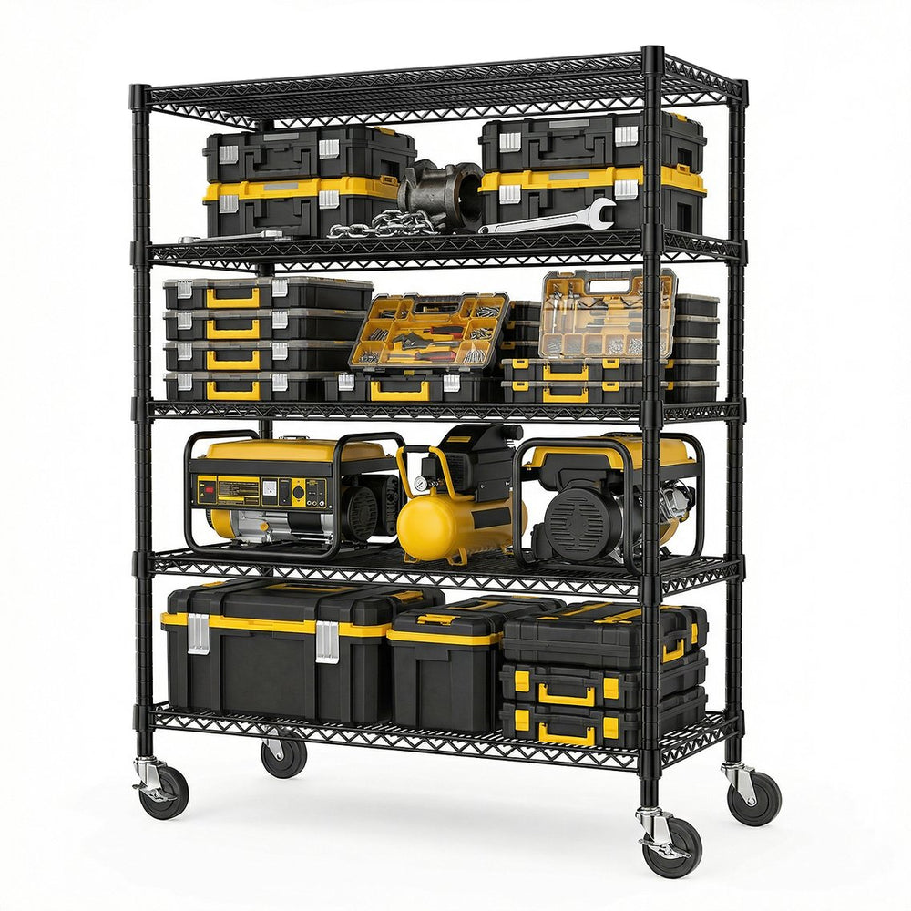 English Elm 2640 Lbs Carbon Steel Four Tier Shelving Unit with Casters for Garage or Warehouse W5386P445358