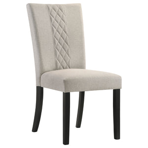 English Elm Modoc Beige Fabric Dining Chairs with Cross-hatch Back and Black Legs Set of 2 B062P447807