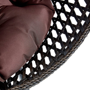English Elm 76.8-inch Hand Woven Rattan Egg Swing Chair Indoor Outdoor with Cushion Lumbar Pillow Black W1512P498596