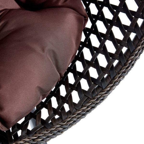 English Elm 76.8-inch Hand Woven Rattan Egg Swing Chair Indoor Outdoor with Cushion Lumbar Pillow Black W1512P498596