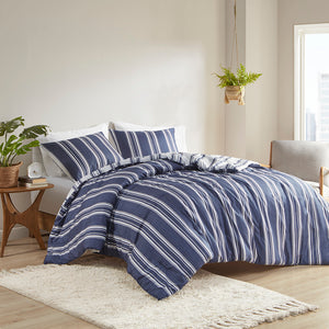 Intelligent Design Cobi Farm House Striped Reversible Comforter Set CSP10-1481 Navy