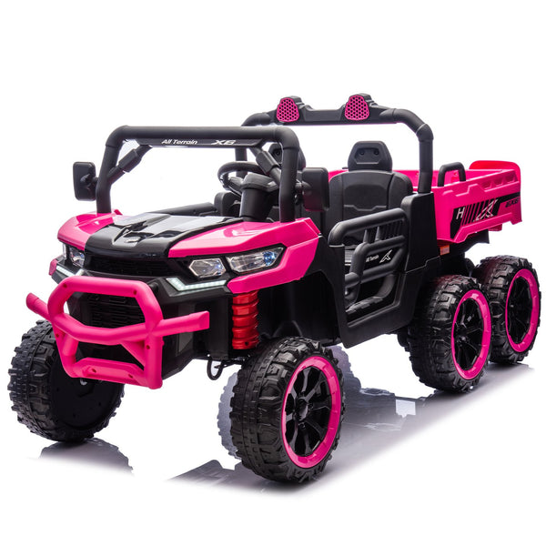 English Elm 24v Two Seat Kids Electric Dump Truck Six Wheel 4wd Utv with Parental Remote Pink W1578P268990