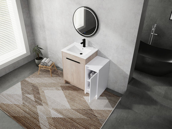 English Elm 36 Inch Freestanding Bathroom Vanity With Ceramic Sink, Soft-Close Doors & Ample Storage Solutions W999S00302